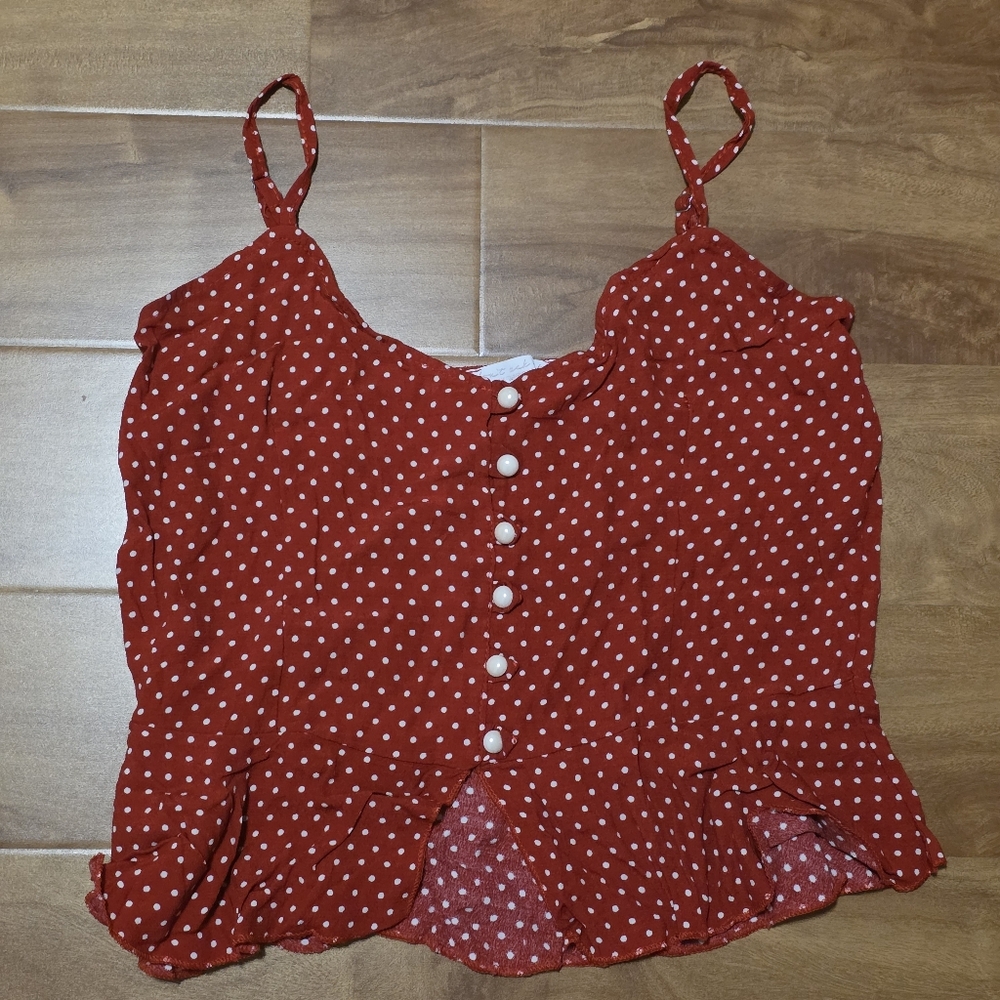 American Eagle "Dont Ask Why" Polka Dot Crop Tank